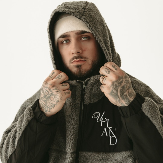 Black Color Block Sherpa Fleece Jacket