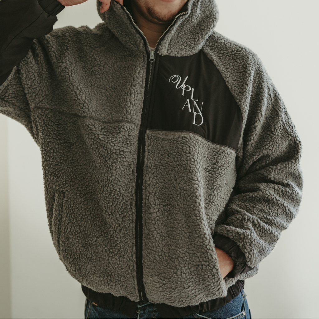 Black Color Block Sherpa Fleece Jacket