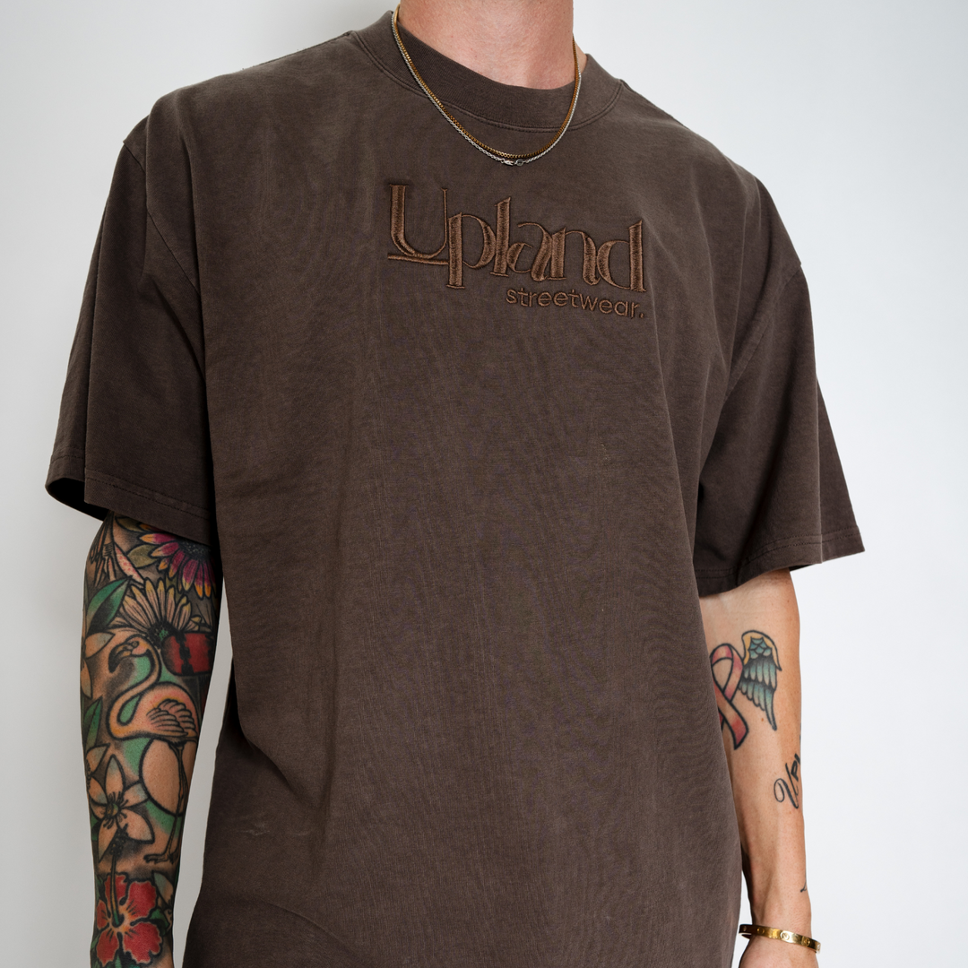 Faded Brown Embroidery Tee