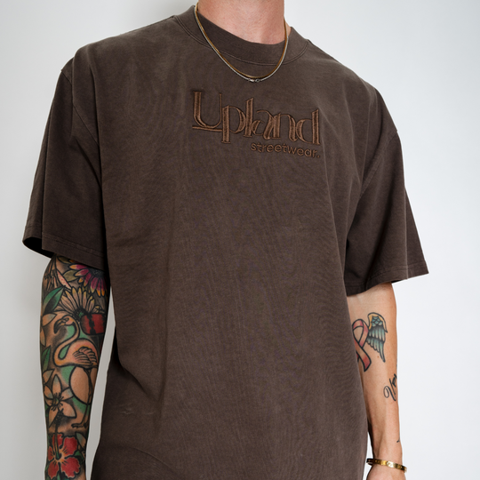 Faded Brown Embroidery Tee