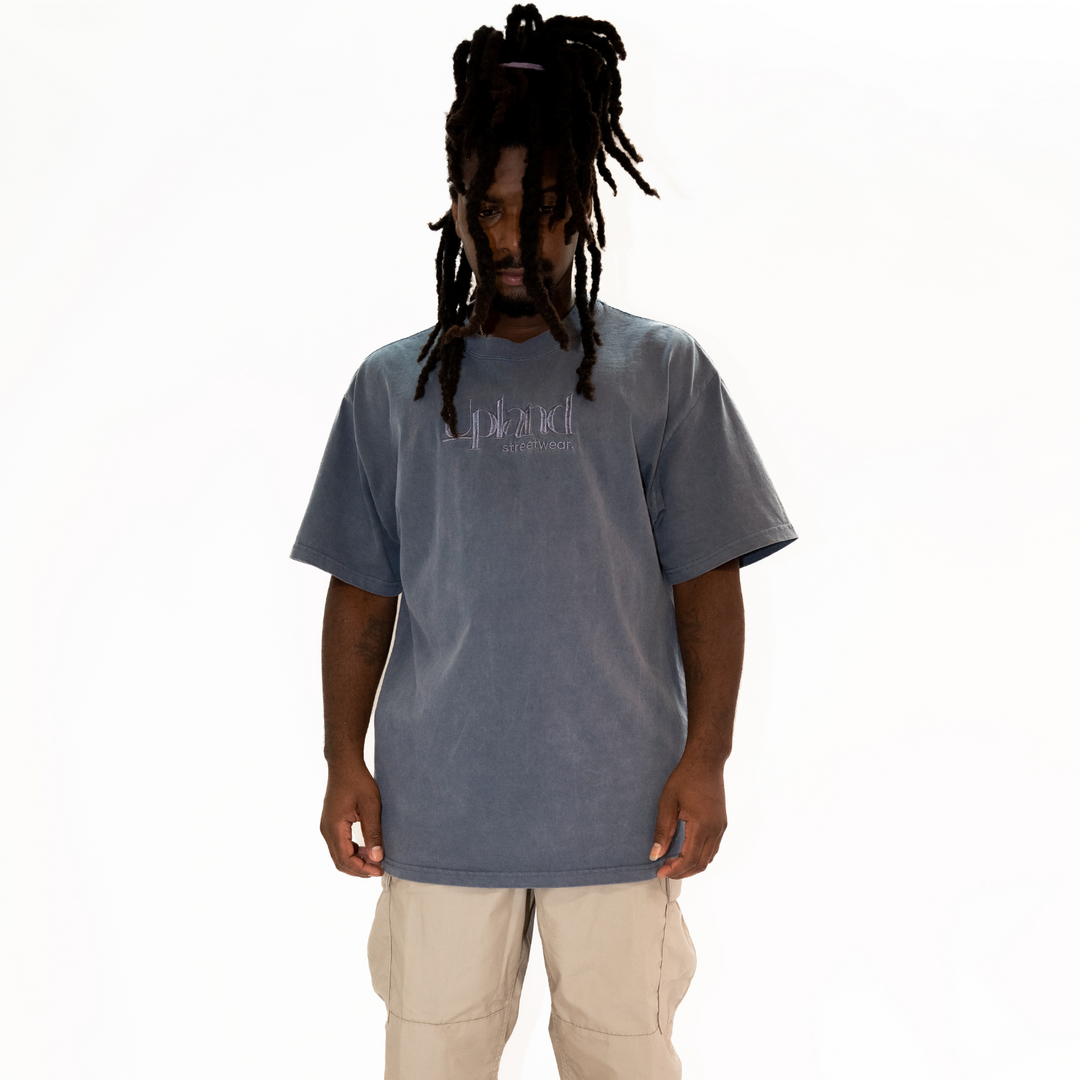 Faded Indigo Embroidery Tee