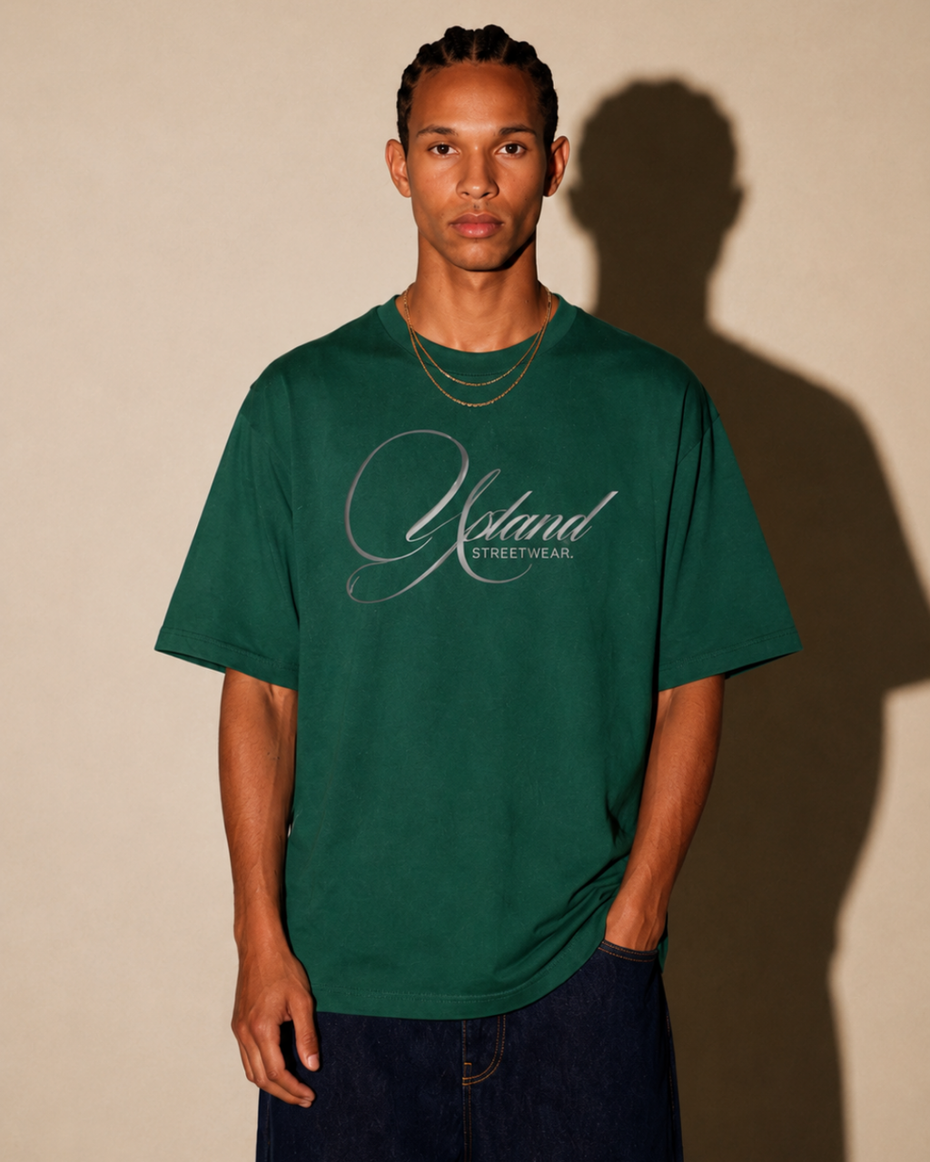 Mens Heavyweight Oversized Green Tee