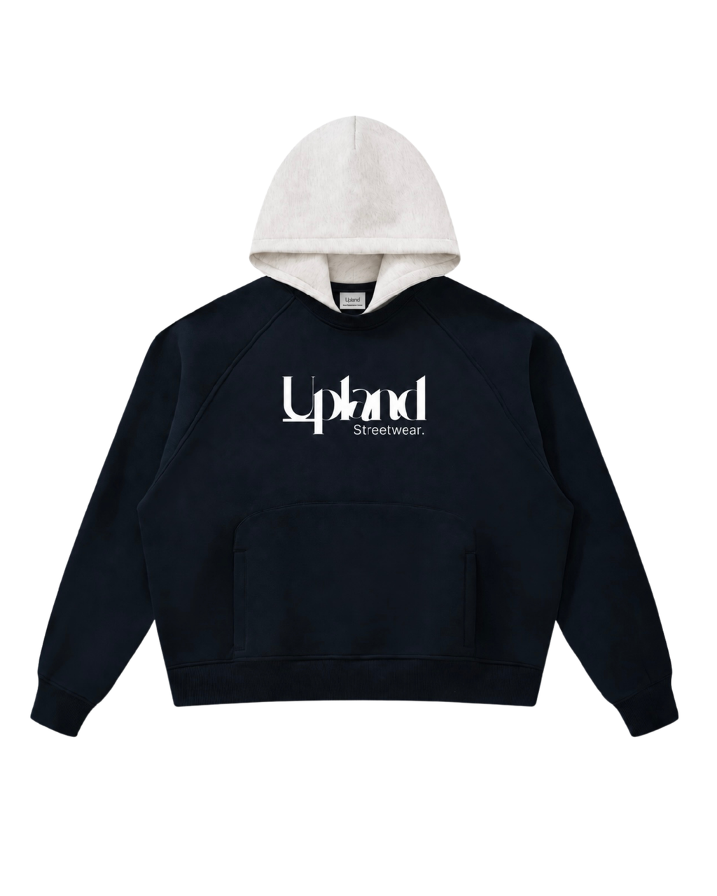 Navy Blue Fleece Color Block Hoodie