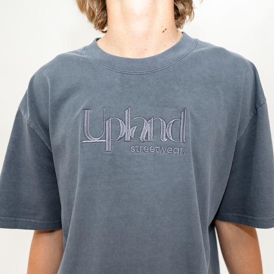 Faded Indigo Embroidery Tee